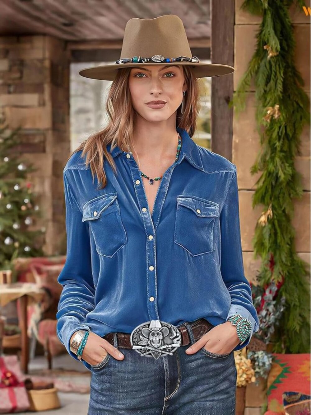Women Belt Buckle-silver Imported Cowboy Buckle Ghost Skull Western Belt - Picture 2 of 6
